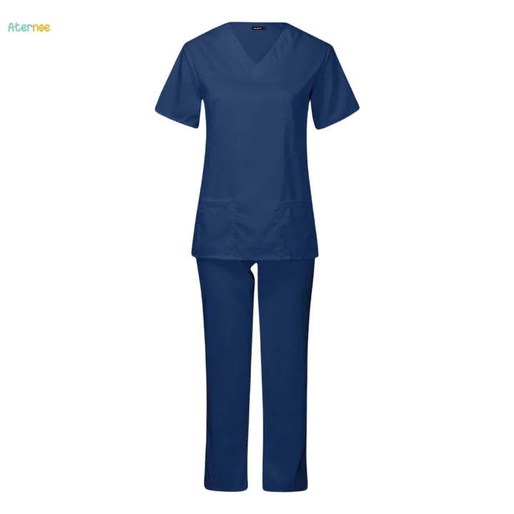 Women%20Nursing%20Scrubs%20Uniform%20Top%20Pants%20Set%20suits%20Clothing%20for%20Worker%20Pet%20Groomer%20-%20Image%205