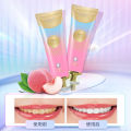 The new niacinamide whitening toothpaste removes yellowing stains, clears bad breath and brightens teeth, peach flavor, fresh breath toothpaste.
