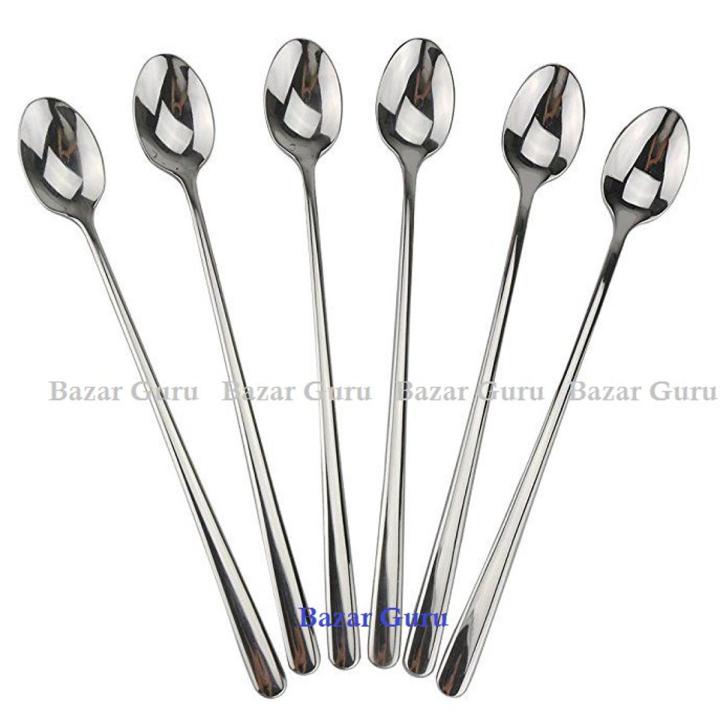 Stainless Steel Long Tea Spoon 7.5 inch (6 Pis Set)