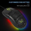 Delux M700 Wired Gaming Moses Ergonomic Lightweight Mouse with A825 Sensor 7200DPI RGB Light Effect Teflon Foot Pads. 