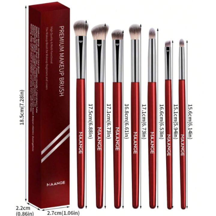 MAANGE%207pcs%20Professional%20Eye%20Makeup%20Brush%20Set%20-%20Red%20-%20Image%202