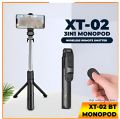 XT-02 3 In 1 Bluetooth Selfie Stick Horizontal and Vertical Shooting Mobile Phone Tripod Remote Control Selfie Stand for Making TikTok, Vlog Videos and Tripod Stand xt 02 Selfie Stick.