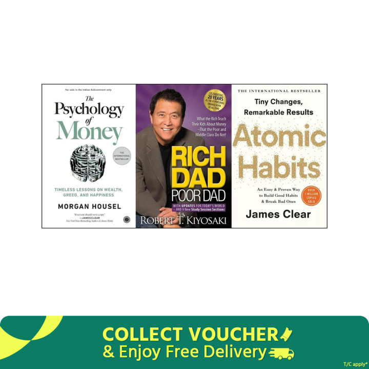 Combo Set of 3 Books ( Psychology of Money+ Rich Dad Poor Dad + Atomic ...
