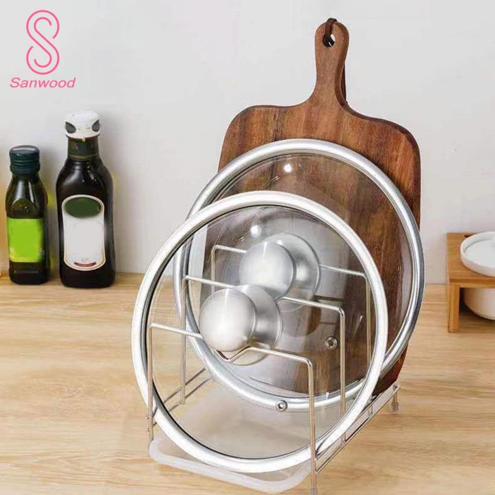 Multifunctional Kitchen Organizer Stainless Steel Pot Lid Holder Cutting Board Storage Rack Modern Kitchen Organizer