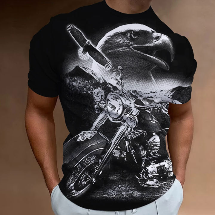 American%20Eagle%20Pattern%20Men'S%20Tees%203D%20Motorcycle%20Printing%20T-Shirt%20Short%20Sleeve%20Retro%20Top%20Summer%20Men's%20Clothing%20Oversized%20Blouse%20-%20Image%204