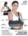 Universal Shoulder Abduction Arm Sling, Medical Support Brace, Black with Turquoise Accents | UM C-17.
