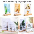 Creative Acrylic Table Top Sign Holder Double Sided A4/A5/A6 Menu Display Stand with Wood Base Picture Card Frame Wedding.