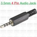 4 Pole Headphone Jack Plug Male 3.5mm 4 Pin Stereo Audio Headphone Jack Connector Earphone Plug For Mobile Phone Computer Laptop Desktop PC MP3 Video. 
