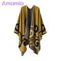 Amamia Women Autumn Cape Irregular Hem Contrast Color Fall Poncho. 