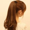 Short Wig Women's Long Curly Hair Ponytail Mid-Length Pear Flower Realistic Tied Curly Hair Tail Ponytail Fake Braid Short Hair. 