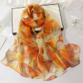 【selevn roind】Elegant Gauze Scarf Beach Printing Sunscreen Shawl Lotus Flower Design Elegant Pretty Madam Women Smooth Scarves 18 Style.