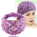 Lace style breathable wide head band / scarf with pearl. 