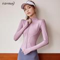 Autumn Sport Jacket Women Long Sleeve With Thumb Hole Yoga Shirt Zipper Design Fitness Sports Top Coat Workout Running Gym Wear. 