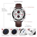 MEGIR quartz male watches Leather watches racing men Students game Run Chronograph Watch male glow hands for Man G. 