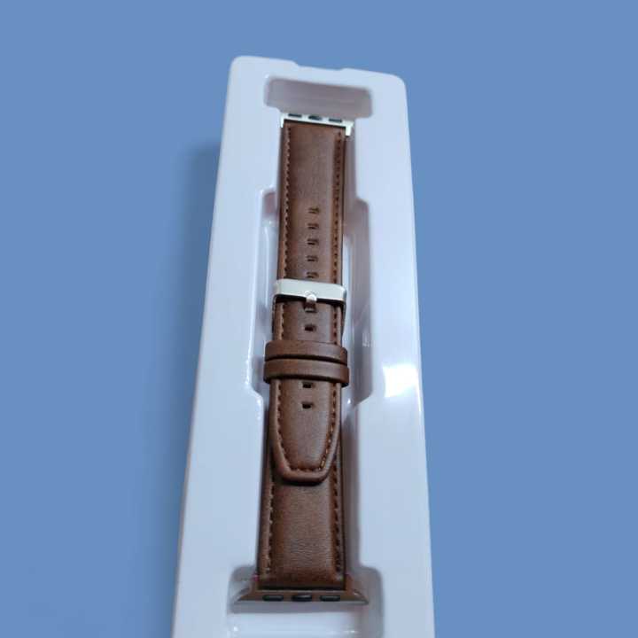 Leather%20Watchband%20Soft%20Material%20Watch%20Band%20Wrist%20Strap%2042mm/44mm/45mm/49mm%20With%20Silver%20Stainless%20Steel%20Buckle%20-%20Image%206