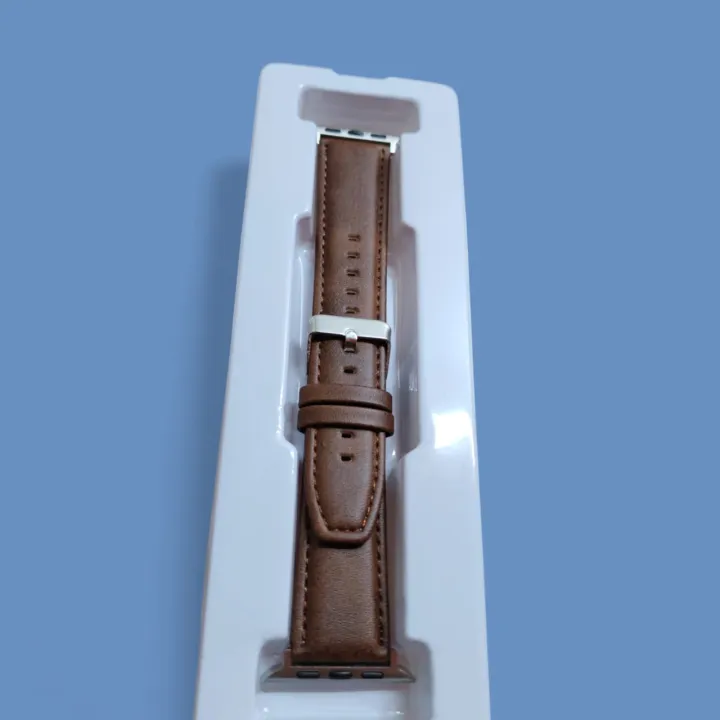 Leather%20Watchband%20Soft%20Material%20Watch%20Band%20Wrist%20Strap%2042mm/44mm/45mm/49mm%20With%20Silver%20Stainless%20Steel%20Buckle%20-%20Image%206