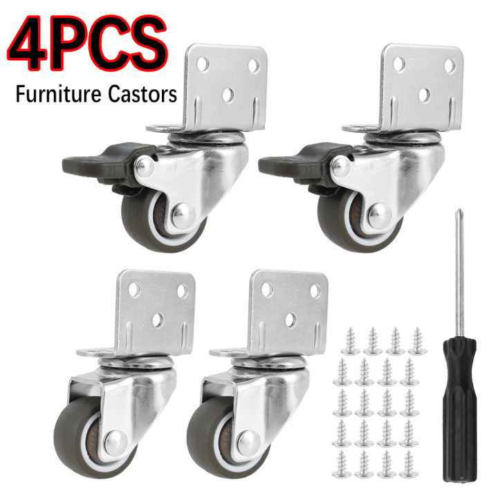 4PCS 32mm-2inch Furniture Caster Soft Rubber Universal Wheel Swivel Caster Roller Wheel For Platform Trolley Accessory