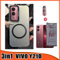 Vivo Y21D Casing With Magnetic Wireless Charging Sticker for Vivo Y19S V40 Lite 4in1 Anti Spy Privacy Soft Ceramic Screen Protector Film + Camera Lens Film. 