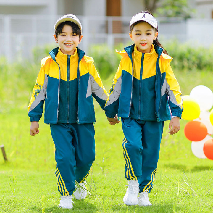 Elementary school uniforms, spring and autumn suits, jackets, thickened three-piece sets, autumn class uniforms, sportswear, kindergarten uniforms, winter