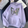 Butterfly Winter Fleece Cotton Hoodie For Women. 