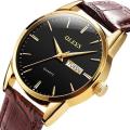 Olevs 6898 Brown PU Leather Analoge Fashion Wrist Watch For Men.