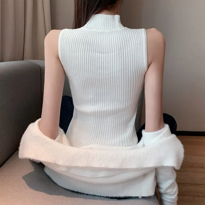 Female%20Camisole,%20Summer%20Solid%20Color/%20Striped%20Mock%20Neck%20Irregular%20Vest%20Close-Fitting%20Tops%20for%20Ladies%20-%20Image%206