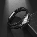 Classic multi-layered leather feather metal buckle bracelet men||||'s business casual party jewelry gifts wholesale.