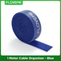 Floveme 1 Meter Velcro Strap Cable Organizer Wire Winder Tool For Managing Earphone Headphone Mouse Keyboard Charging Cable Desktop PC Cable Management - Blue. 