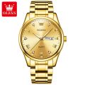 "Olevs 5563 Golden Stainless Steel Analog Wrist Watch For Men - Golden ". 