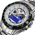 TVG watches genuine double display multifunction Mens Stainless steel waterproof luminous quartz watch male Mens Watch. 