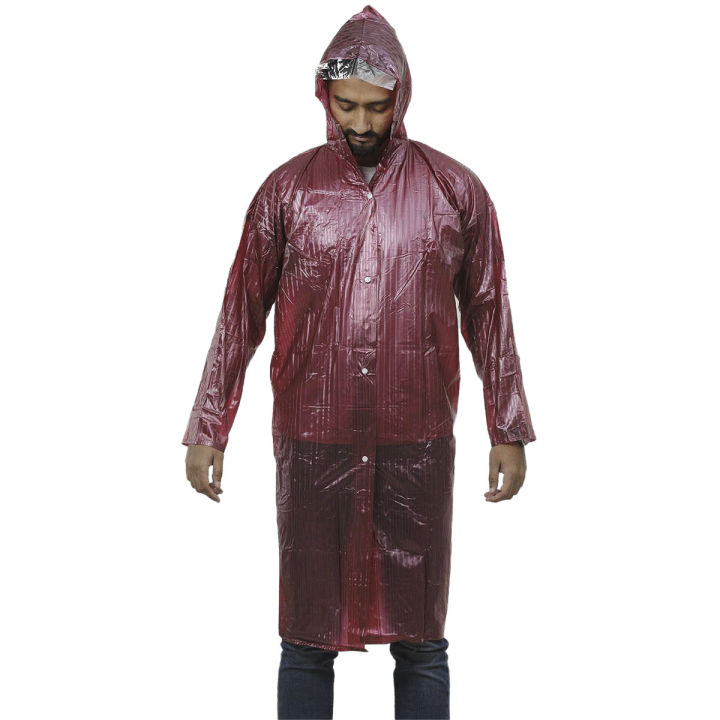 Polyester Waterproof Raincoat Maroon Daraz .bd