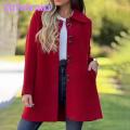 Women Jacket Stylish Women's Woolen Jacket for Fall/winter Loose Fit Overcoat for Daily Wear Trendy Streetwear for Lightweight Wool Blend Jacket.