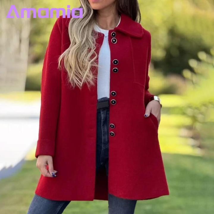 Women%20Jacket%20Stylish%20Women's%20Woolen%20Jacket%20for%20Fall/winter%20Loose%20Fit%20Overcoat%20for%20Daily%20Wear%20Trendy%20Streetwear%20for%20Lightweight%20Wool%20Blend%20Jacket%20-%20Image%203