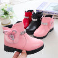 Girls Cotton Boots Baby Mid Top Kids Warm Shoes 2023 Winter Fashion Rabbit Ears Rhinestones Little Girls Big Cotton Boots.