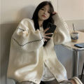 Autumn and Winter Lazy Wind Soft Waxy Sweet College Style Sweater Cardigan Female Student Korean Style Loose Wear Outer Coat. 