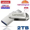 Upgraded Lenovo 2TB Pen Drive Metal USB 3.0 High Speed External Memory USB Mini Flash Drives 1TB 256GB USB Flash Disk Adapter.