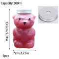 1pcs Cute Bear Shape Disposable Drink Containers 500ml Little Bear Bottle Sitting Bear Transparent Plastic Bottle with Lid. 