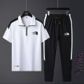 Mesh Summer Sport Casual Men's Sets Fashion Short Sleeve Round Collar T Shirt & Trouser Combo set.. 