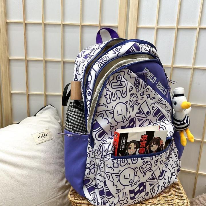 Large%20Capacity%20High%20School%20and%20College%20Student%20Graffiti%20Harajuku%20Hongkong%20Style%20Schoolbag%20Female%20Japanese%20Korean%20Korean%20Style%20Mori%20Style%20Men's%20Backpack%20-%20Image%202