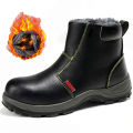 【selevn roind】 Leather Shoes Work Boots Safety Steel Toe Shoes Plush Warm Winter Boots Anti-smash Anti-puncture Safety Shoes Men Ankle Boots. 