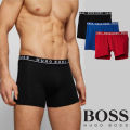 BOSS THREE PACK OF STRETCH COTTON TRUNKS ELASTANE BOXER UNDERWEAR.