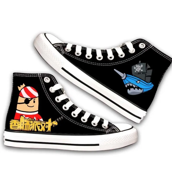 Sausage%20Party%20Surrounding%20the%20Game%20High-Top%20Canvas%20Shoes%20Male%20and%20Female%20Primary%20and%20Secondary%20School%20Students%20Eat%20Chicken%20Cute%20Graffiti%20Stylish%20Sneaker%20-%20Image%203
