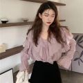 Chic Gentle Ruffled Western Style Shirt New Long-Sleeved Women's Spring Shirt Fashionable Design 2024. 