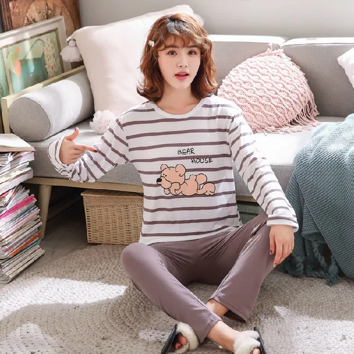 autumn%20ladies%20cute%20animal%20sleepwear%20woman's%20thin%20cute%20home%20wear%20pjs%20sets%20Women%20Pajamas%20Set%20For%20Femme%20long%20sleeves%20pyjamas%20suit%20-%20Image%206