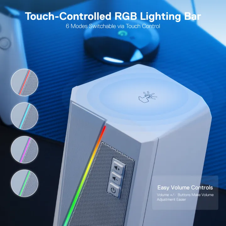 Redragon%20GS520%20RGB%20Desktop%20Speakers,%202.0%20Channel%20PC%20Stereo%20Speaker%20with%206%20Colorful%20LED%20Modes,%20Enhanced%20Sound,%20White/Pink%20-%20Image%203