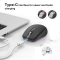 Original FMOUSE M303 Wireless Mouse Type-C Bluetooth 2.4G Dual Mode Rechargeable RGB Mouse USB Receiver 4 DPI Adjustable Volume. 