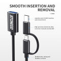 STONEGO 2 in 1 OTG Adapter Cable Nylon Braid USB 3.0 to Micro USB Type C Data Sync Adapter for Huawei for MacBook U Disk OTG.