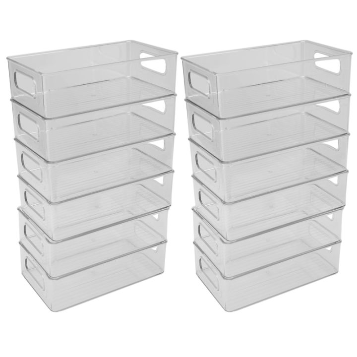 12Pcs%20Refrigerator%20Organizer%20Bins%20Stackable%20Fridge%20Organizers%20with%20Cutout%20Handles%20Clear%20Plastic%20Pantry%20Storage%20Rack%20-%20Image%203