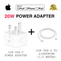 20W PD Fast Charger and Cable For Iphone 12 pro Max 12mini Charger USB-C 3A Type C To Lightning three pin adapter. 