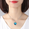 Titanic Heart Of Ocean Blue Crystal Love Heart Necklace for Women. 